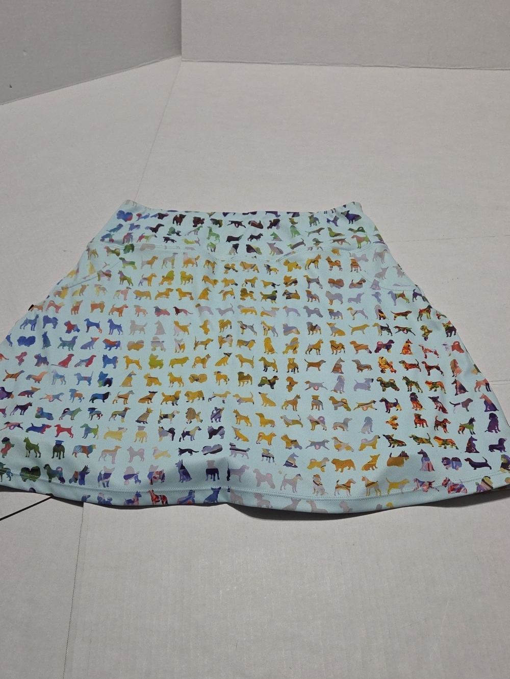 Light Blue Dog Silhouette Circle Skirt - Playful Print